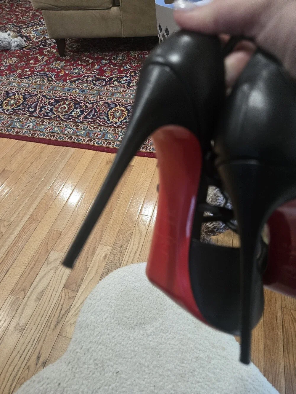 Christian Louboutic Holli Alta Black  Strappy Peep-Toe High Heels with Red Sole